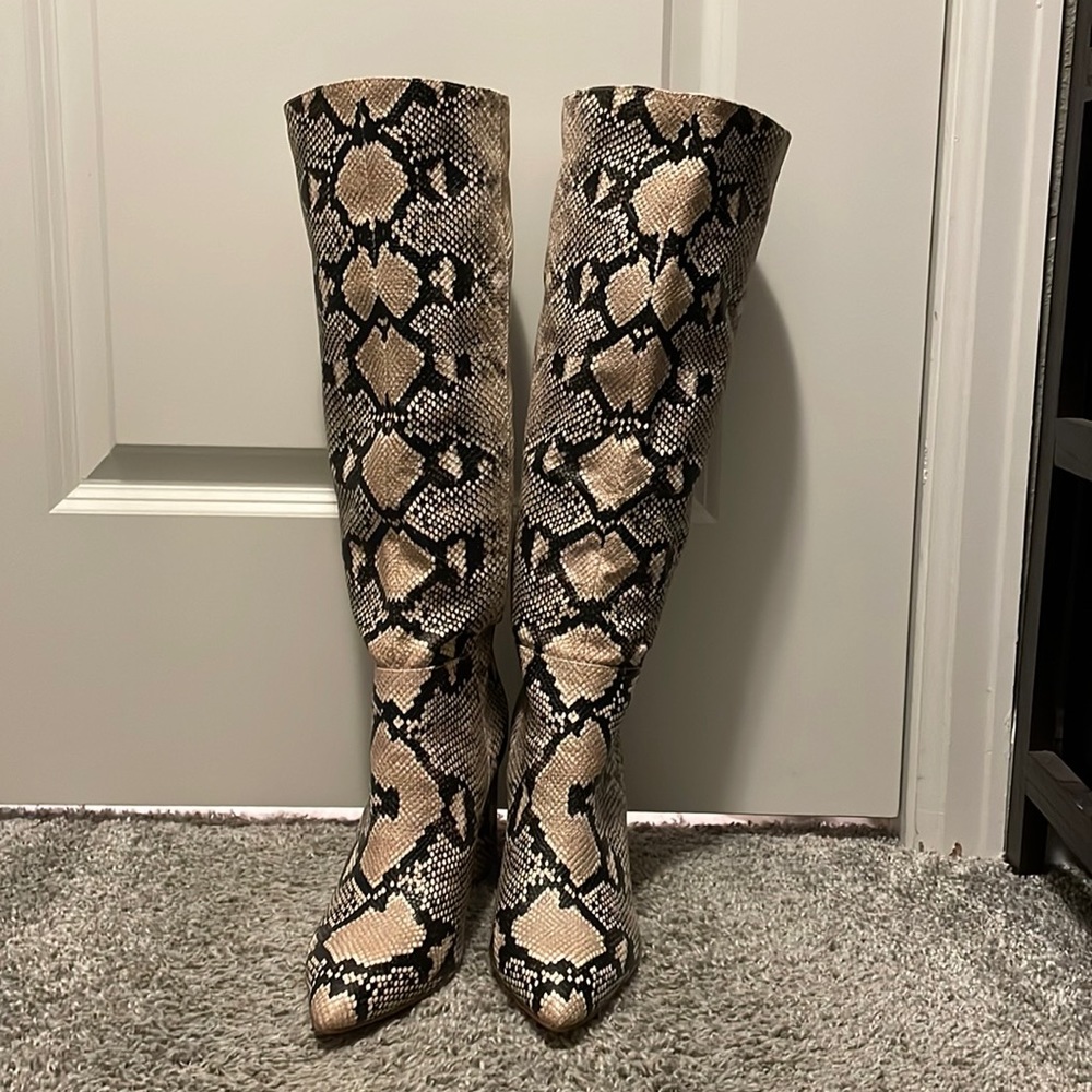 Faux snake skin boots